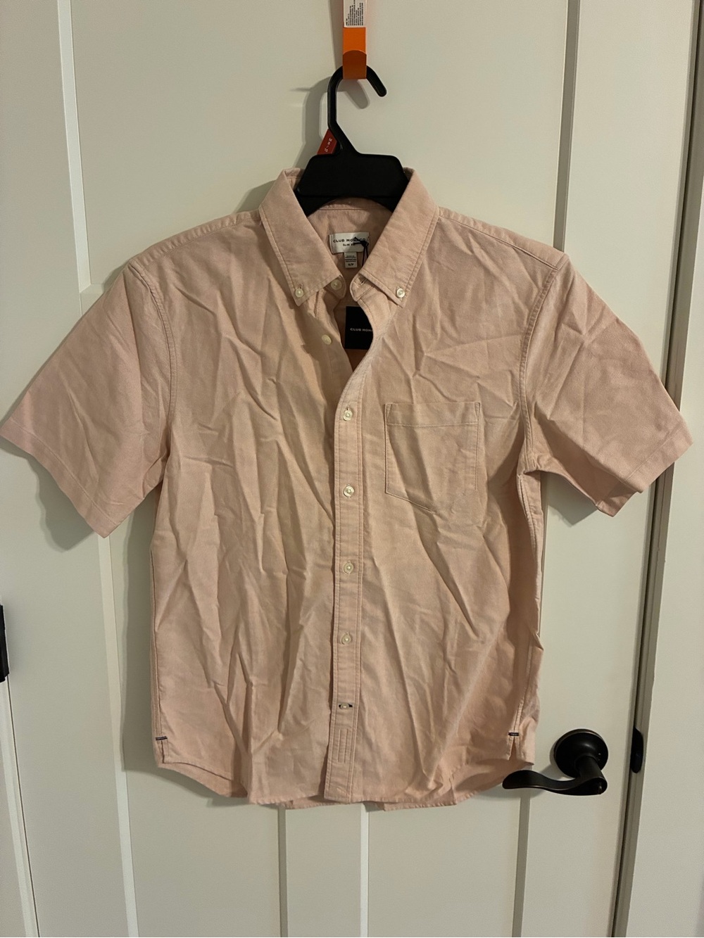 Club Monaco Men's Short-Sleeve Button-Down Shirt - Pale Pink